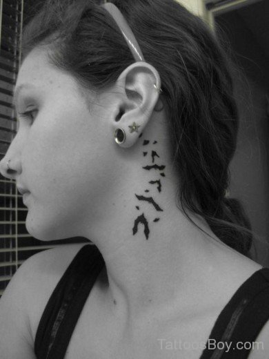 Bat Tattoo On Neck-TB1232