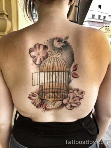 Bird Cage Tattoo On Back-TB12010