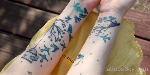 Beautiful Birds Tattoo On Wrist-TB12011