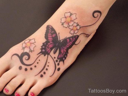 Butterfly Tattoo On Foot-TB12016