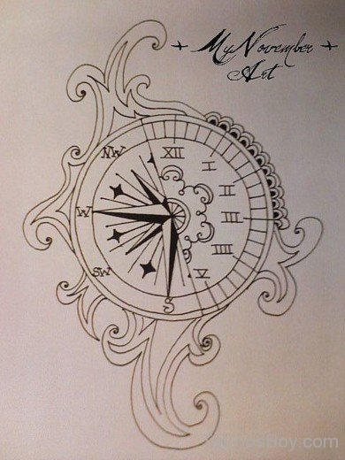 Beautiful Clock Tattoo Design-Tb12013