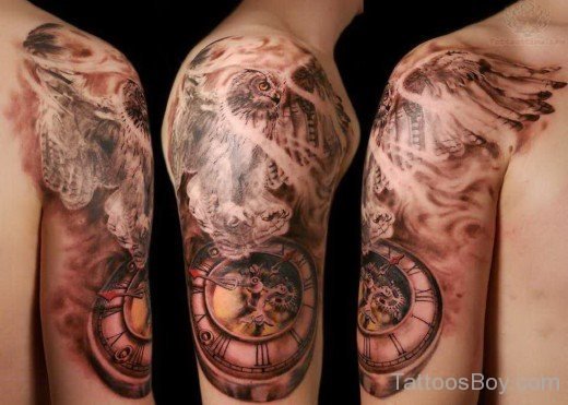 Beautiful Clock Tattoo On Half Sleeve-Tb12014