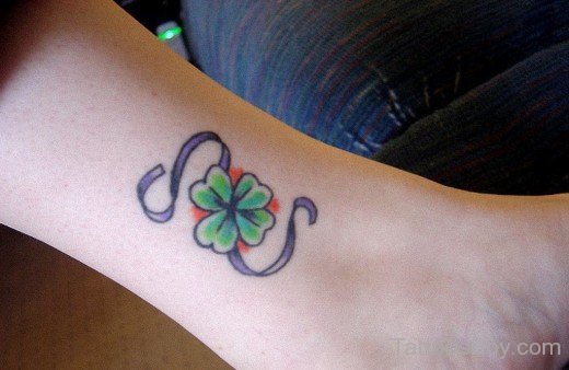 Beautiful Clover Tattoo On Ankle-TB12025