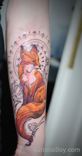 Beautiful Fox Tattoo On Arm-TB115