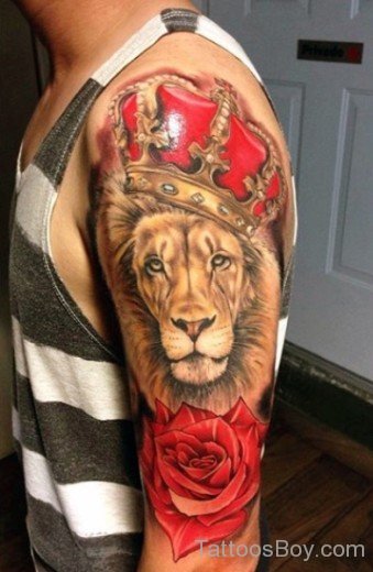 Lion And Rose Tattoo--TB110