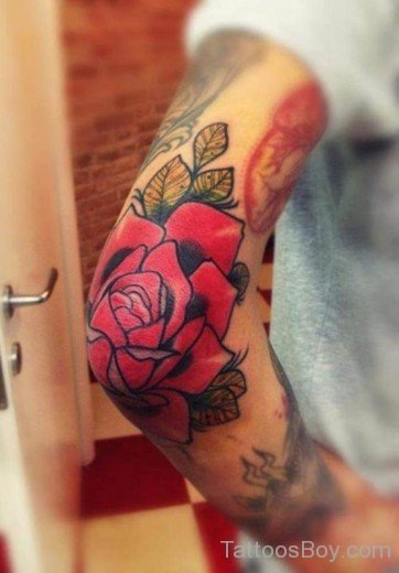 Beautiful Rose Tattoo Design On Elbow-TB109