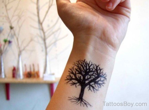 Beautiful Tree Tattoo On Wrist-TB12048