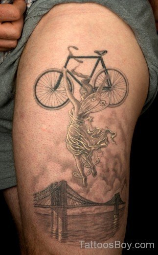 Bicycle Tattoo Design On Thigh-TB1221