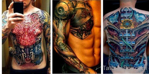 Biomechanical Tattoo On Full Sleeve 