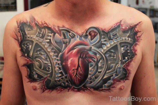 Biomechanical Tattoo Design On Chest-Tb1220