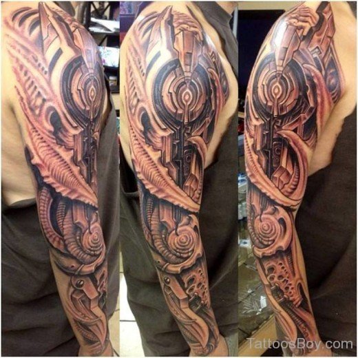 Biomechanical Tattoo Design On Full Sleeve-Tb1222