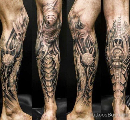 Biomechanical Tattoo Design On Leg-Tb1224