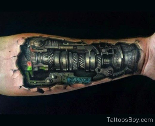 Biomechanical Tattoo Design On Wrist-Tb1226