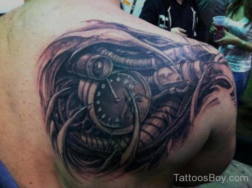 Biomechanical Tattoo On Back Shoulder-Tb1231