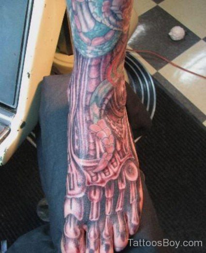 Biomechanical Tattoo On Foot-Tb1235