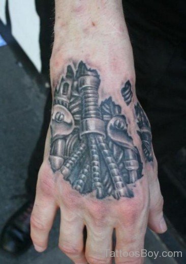 Biomechanical Tattoo On Hand-Tb1239