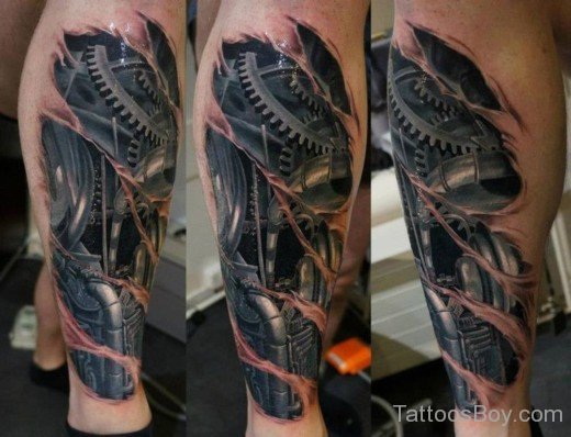 Biomechanical Tattoo On LEg-Tb1242