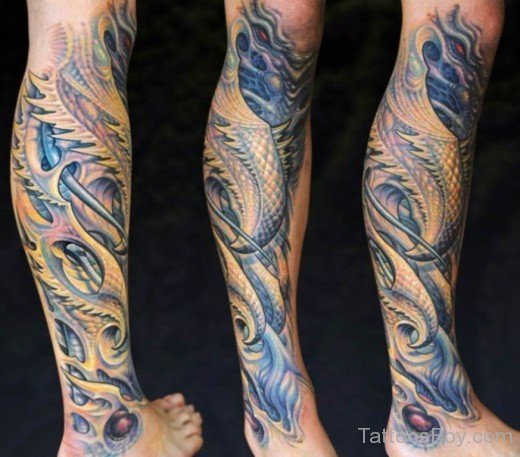 Biomechanical Tattoo On Leg 585-Tb1241