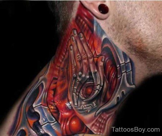 Biomechanical Tattoo On Neck-Tb1243