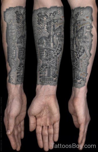 Biomechanical Tattoo On Wrist-Tb1249