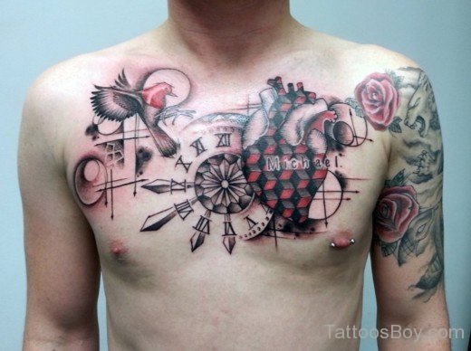 Clock Tattoo On Chest