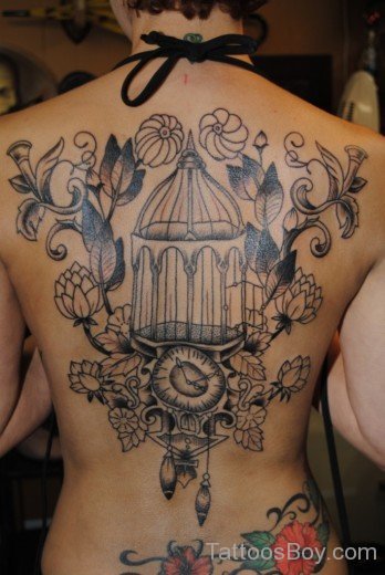 Bird Cage Tattoo On Back-TB12022