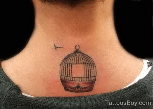 Bird Cage Tattoo On Nape-TB12027