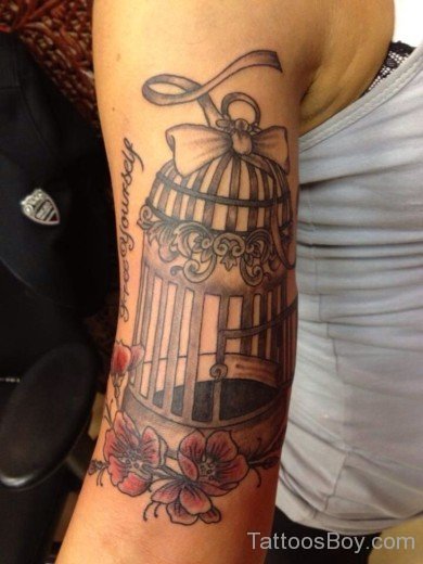 Bird Cage Tattoo On Shoulder-TB12028