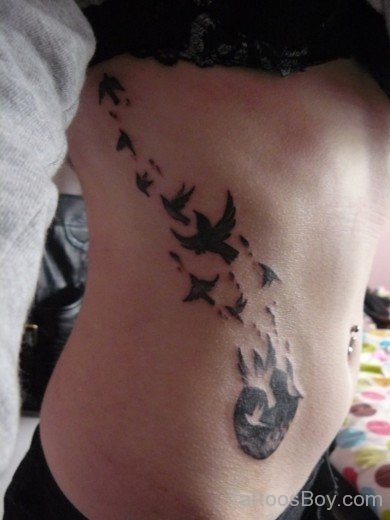 Birds Tattoo On Rib-TB12039