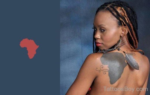 Black  African Map Tattoo On Back-TB1060
