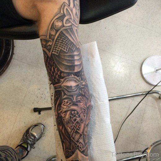 Black And Grey  Armor Tattoo-TB1063