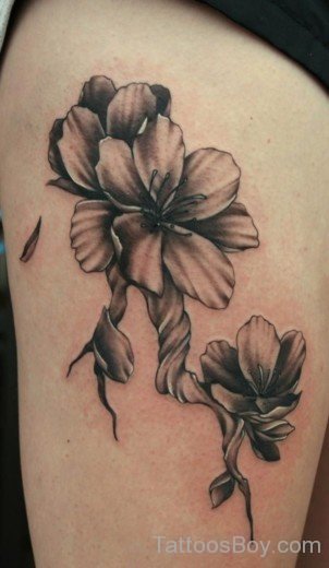 Black And Grey Flower Tattoos-TB12026