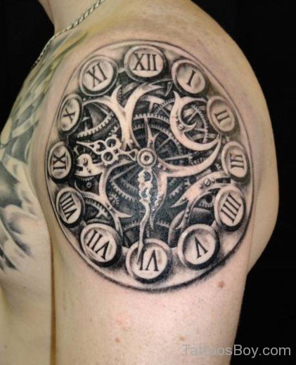 Black And Grey Hourglass Clock Tattoo-Tb12020