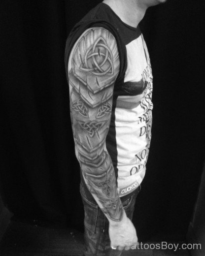 Black  Armor Tattoo On Full Sleeve-TB1062