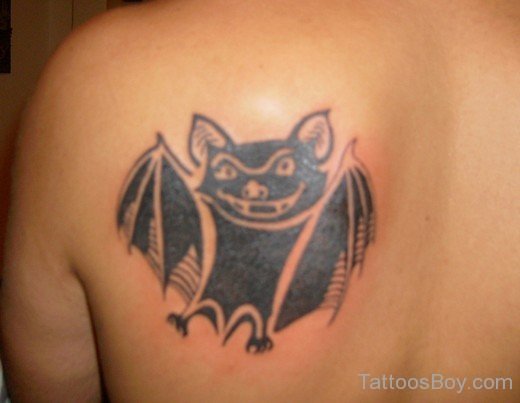 Black  Bat Tattoo On Back1-TB1244