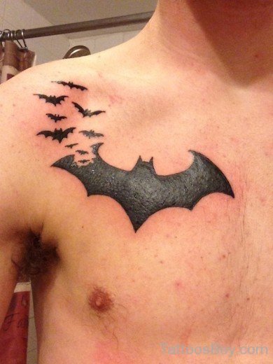 Black  Bat Tattoo On Chest-TB1245
