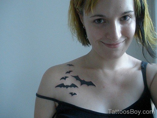 Black Bats Tattoo On Chest-TB1249