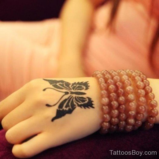 Black Butterfly Tattoo On Hand-TB12027