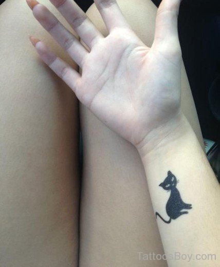 Black Cat Tattoo Design On Wrist 5-TB12016
