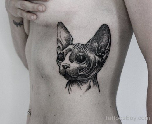 Black Cat Tattoo On Rib