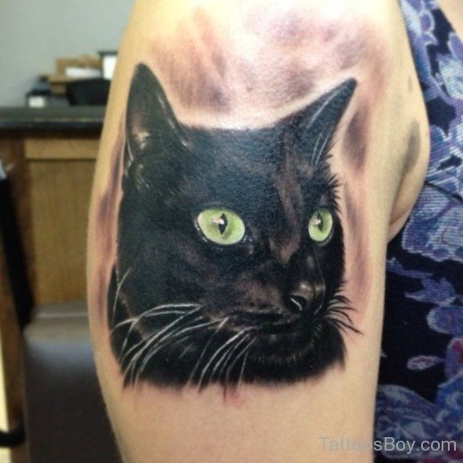 Cat Tattoo Design On Shoulder 