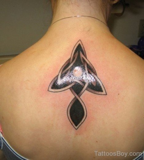 Black  Celtic Tattoo On Back-Tb12015