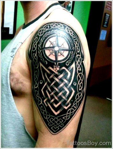 Black Celtic Tattoo On Shoulder-Tb12018