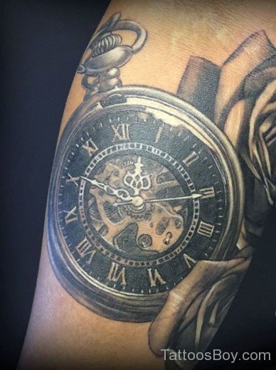 Black Clock Tattoo-TB12027