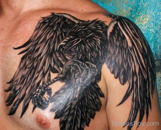 Black Crow Tattoo Design On Chest-TB1021