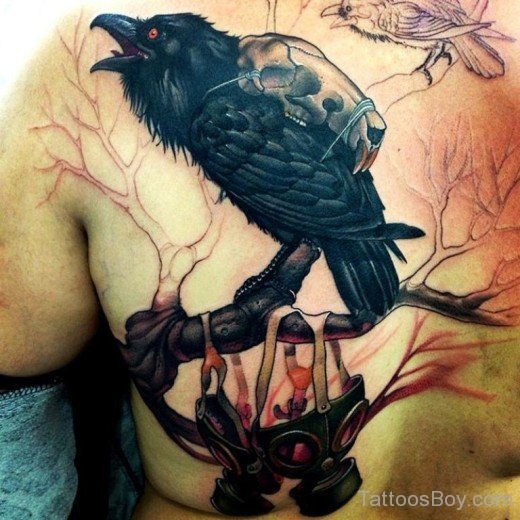 Black Crow Tattoo On Back-TB1022