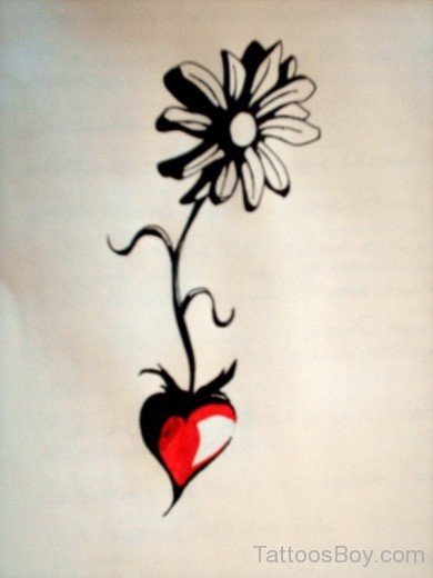 Black Daisy Flower Tattoo Design-TB1022