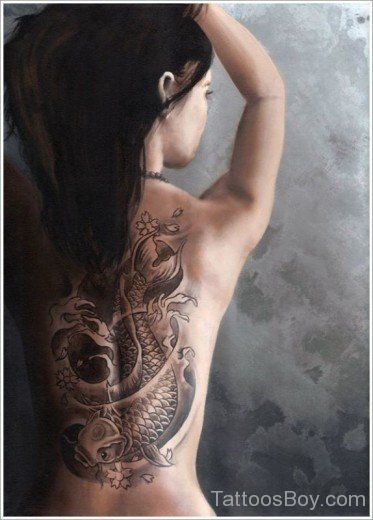 Black Fish Tattoo On Back-TB1247