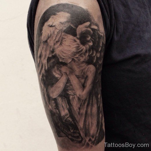 Black Guardian Angel Tattoo Design-TB12054