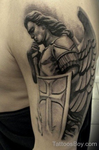 Black  Guardian Angel Tattoo-TB12051